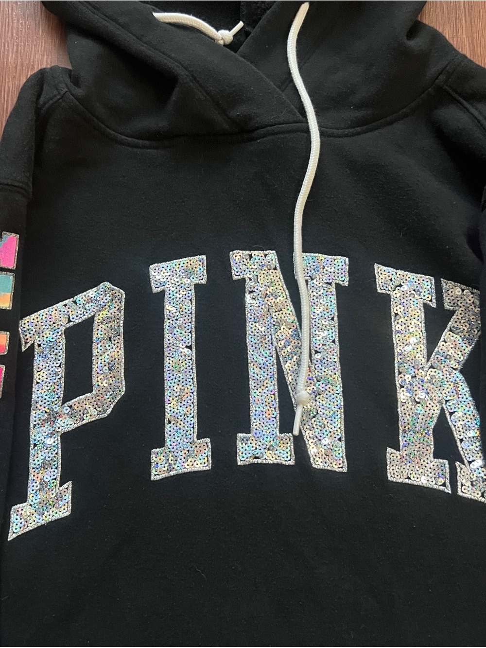 VS PINK RARE BLING WATERCOLOR HOODIE XS - Picture 5 of 12
